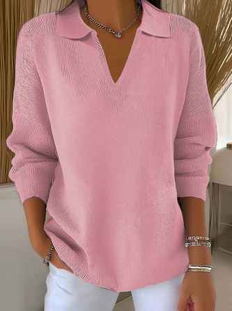 Women Plain Long Sleeve Comfy Casual Printing Sweater - Image 2