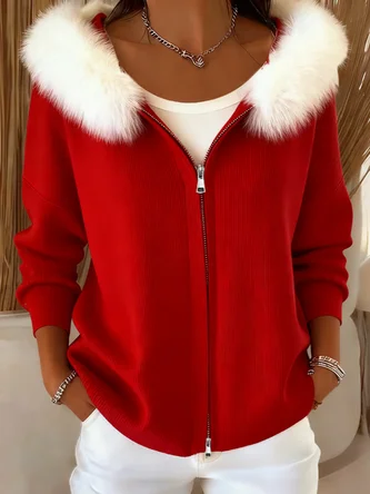 Women Winter Outerwear Casual Christmas Long Sleeve Hoodie Jacket - Image 2