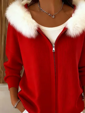 Women Winter Outerwear Casual Christmas Long Sleeve Hoodie Jacket - Image 3