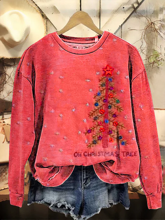 Casual Crew Neck Christmas Sweatshirt Printing - Image 3