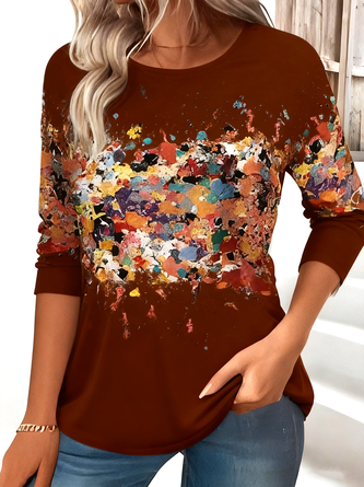 Vintage Floral Printing Crew Neck Long Sleeve T-shirt 6 Vintage Floral Printing Crew Neck Long Sleeve T-shirt - Image 6