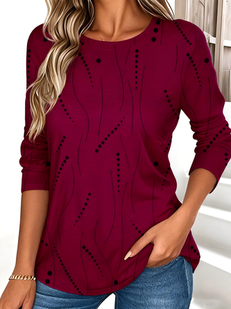 Casual Striped Crew Neck Long Sleeve T-shirt - Image 4