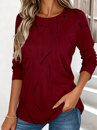 Casual Striped Crew Neck Long Sleeve T-shirt - Image 2