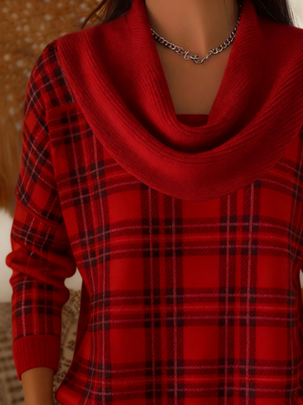 Women Plaid Long Sleeve Comfy Casual Printing Sweater - Image 2