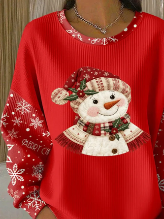 Casual Crew Neck Christmas Snowman Sweatshirt Printing 2 Casual Crew Neck Christmas Snowman Sweatshirt Printing - Image 2