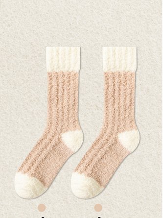 Coral Fleece Mid-calf Socks Autumn And Winter Women's Home Warm Fleece-lined Thick Plush Socks For Floors - Image 10