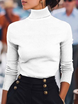 Women Plain Long Sleeve Comfy Street Split Joint Sweater 3 Women Plain Long Sleeve Comfy Street Split Joint Sweater - Image 3
