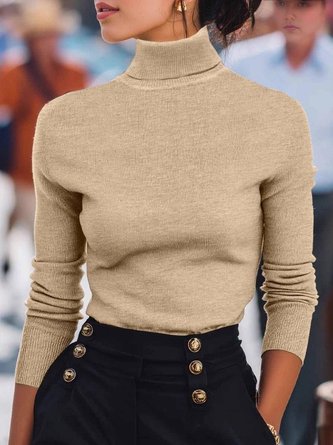 Women Plain Long Sleeve Comfy Street Split Joint Sweater 4 Women Plain Long Sleeve Comfy Street Split Joint Sweater - Image 4
