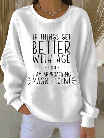 Vintage Crew Neck Letter Pattern Sweatshirt