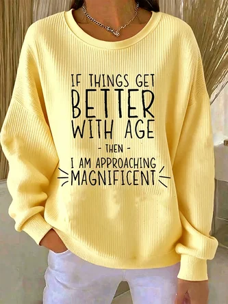 Vintage Crew Neck Letter Pattern Sweatshirt - Image 2
