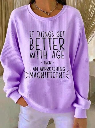 Vintage Crew Neck Letter Pattern Sweatshirt - Image 6