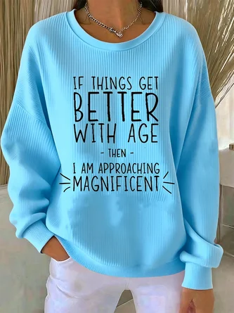 Vintage Crew Neck Letter Pattern Sweatshirt - Image 8
