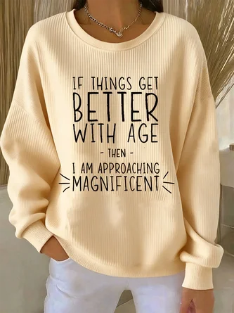 Vintage Crew Neck Letter Pattern Sweatshirt - Image 3