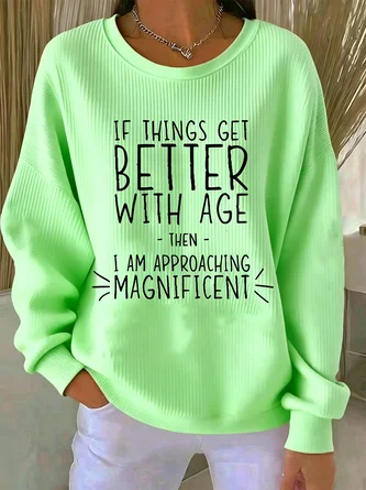 Vintage Crew Neck Letter Pattern Sweatshirt - Image 4