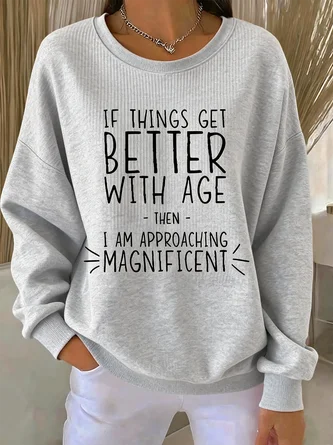 Vintage Crew Neck Letter Pattern Sweatshirt - Image 7