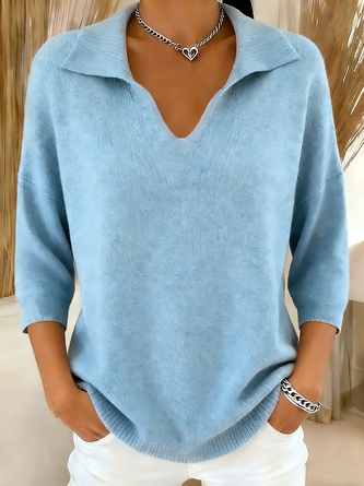 Women Plain Long Sleeve Comfy Vintage Sweater - Image 9