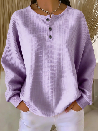 Casual Plain Crew Neck Long Sleeve T-shirt 2 Casual Plain Crew Neck Long Sleeve T-shirt - Image 2