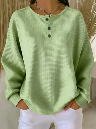 Casual Plain Crew Neck Long Sleeve T-shirt 3 Casual Plain Crew Neck Long Sleeve T-shirt - Image 3