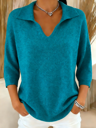 Women Plain Long Sleeve Comfy Vintage Sweater - Image 7