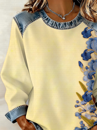 Vintage Crew Neck Floral Sweatshirt Printing - Image 6