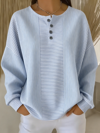 Casual Striped Printing Loose Cozy Sweatshirt