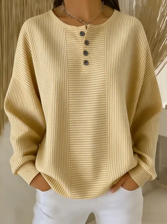 Casual Striped Printing Loose Cozy Sweatshirt - Image 4