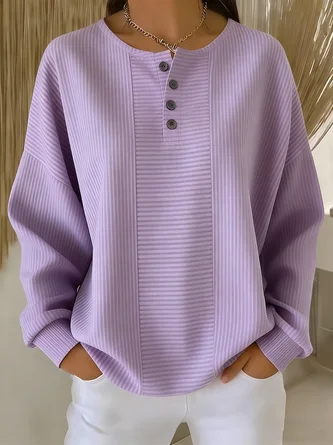 Casual Striped Printing Loose Cozy Sweatshirt - Image 5