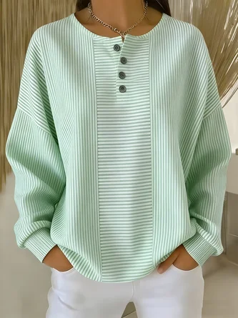 Casual Striped Printing Loose Cozy Sweatshirt - Image 6