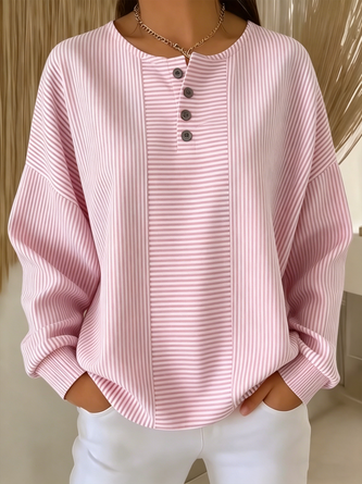 Casual Striped Printing Loose Cozy Sweatshirt - Image 3