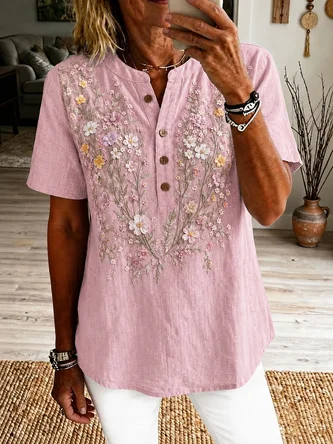 Half Open Collar Short Sleeve 3D Printing Printing Regular Regular Fit Shirt