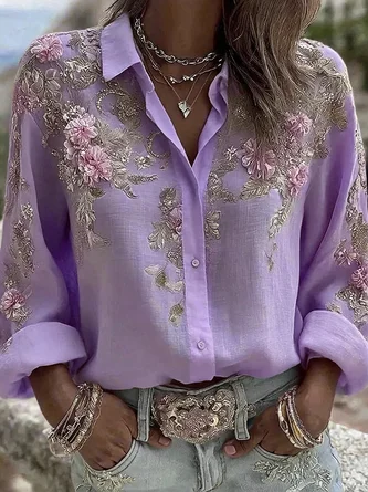 Women's Elegant Floral Print Long Sleeve Shirt Romantic Vintage Blouse 8 Women's Elegant Floral Print Long Sleeve Shirt Romantic Vintage Blouse - Image 8