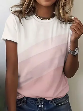 Casual Ombre Crew Neck Short Sleeve T shirt