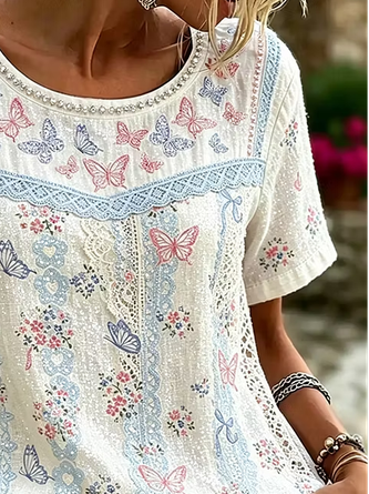 Vintage 3D Printing Crew Neck Short Sleeve T-shirt - Image 3