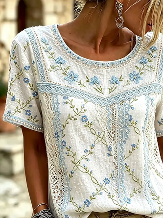 Vintage 3D Printing Crew Neck Short Sleeve T-shirt - Image 4