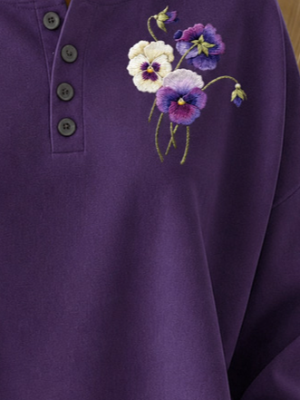 Casual Henley Collar Animal Sweatshirt 3 Casual Henley Collar Animal Sweatshirt - Image 3
