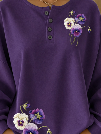 Casual Henley Collar Animal Sweatshirt 2 Casual Henley Collar Animal Sweatshirt - Image 2