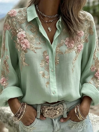 Women's Elegant Floral Print Long Sleeve Shirt Romantic Vintage Blouse 9 Women's Elegant Floral Print Long Sleeve Shirt Romantic Vintage Blouse - Image 9