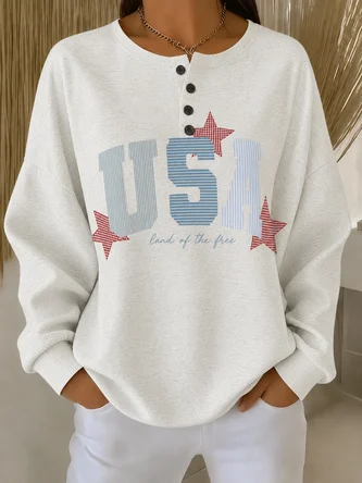 Casual Henley Collar Text Letters Sweatshirt 1 Casual Henley Collar Text Letters Sweatshirt