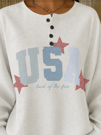Casual Henley Collar Text Letters Sweatshirt 2 Casual Henley Collar Text Letters Sweatshirt - Image 2