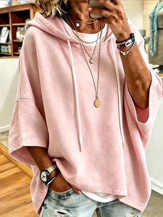 Vintage Loose Fit Drawstring Hoodie for Women
