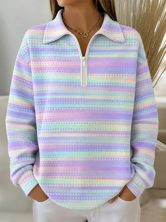 Casual Crew Neck Ombre Sweatshirt Printing