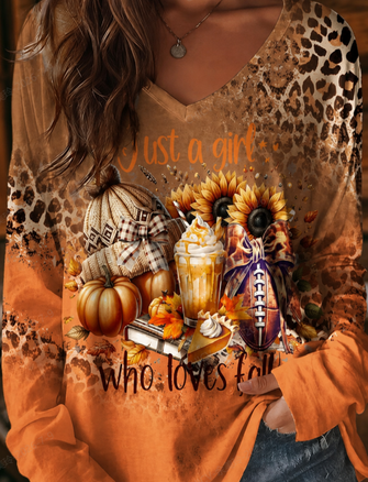 Vintage Floral V Neck Long Sleeve T-shirt - Image 2