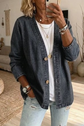 Women's Casual Denim Cardigan Jacket - Image 5