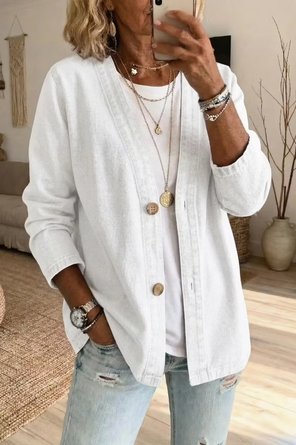 Women's Casual Denim Cardigan Jacket - Image 3