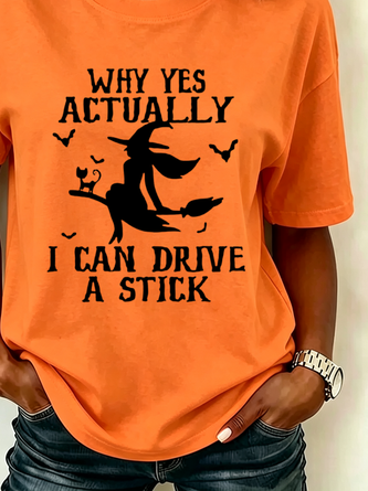 Casual Text Letters Crew Neck Short Sleeve T-shirt - Image 3