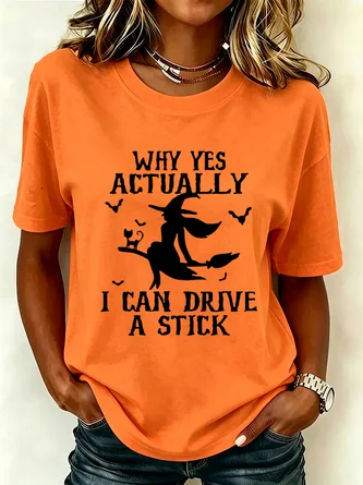 Casual Text Letters Crew Neck Short Sleeve T-shirt