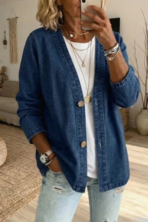Women's Casual Denim Cardigan Jacket - Image 4