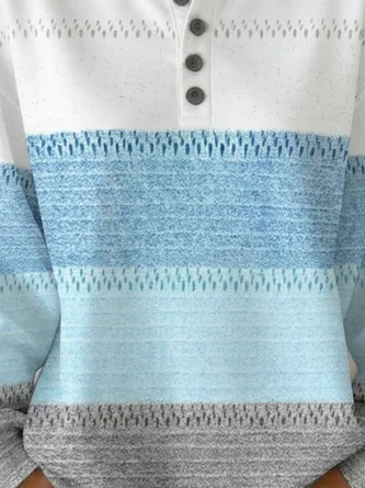 Casual Henley Collar Geometric Sweatshirt - Image 8
