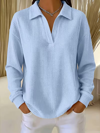 Casual Shawl Collar Plain Sweatshirt - Image 5