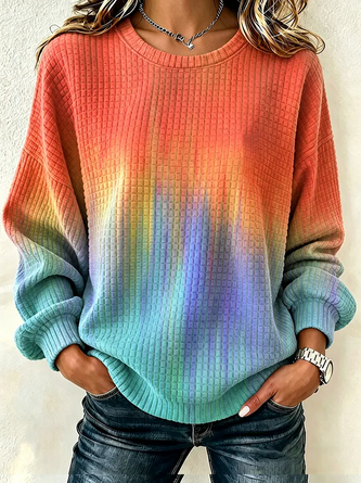 Casual Crew Neck Abstract Sweatshirt Printing